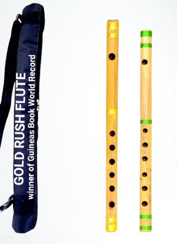 Gold Rush B Scale & C Scale Medium SIX Holes Beginners Bansuri B 14 & C Scale 13 inch Bamboo Flute  (37.4 cm)
