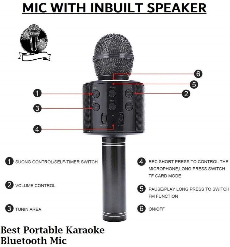 Y2H Enterprises Q257 (Ws858) Pro Bluetooth Mircophone HanQhelQ Color May Vary (Pack of 1) Microphone