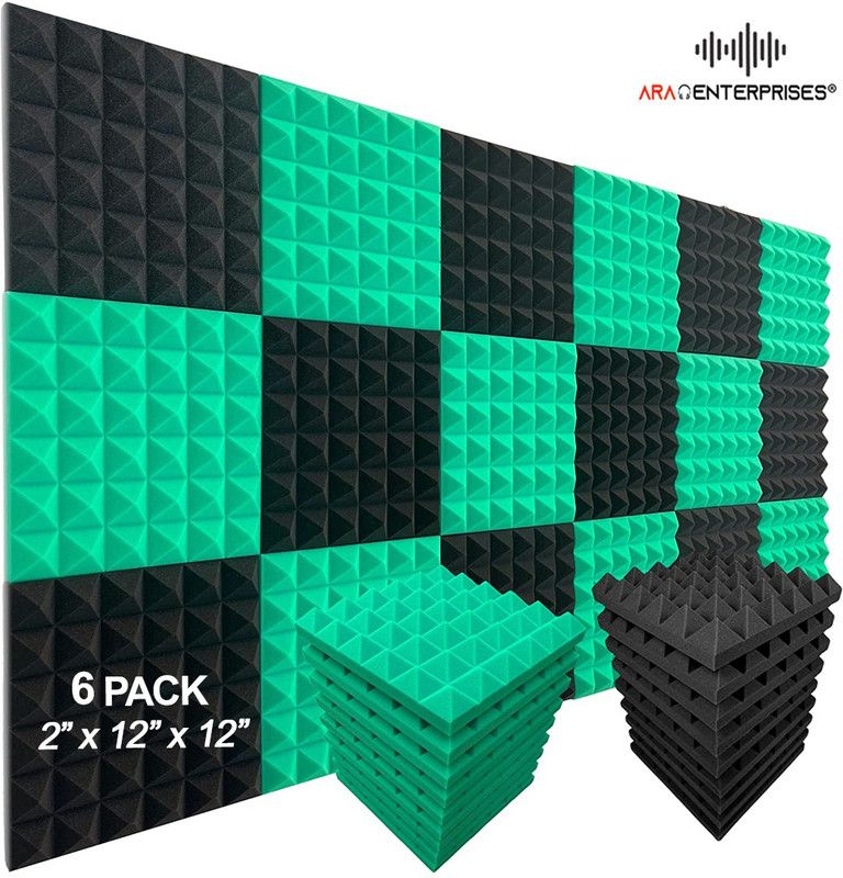 Ara Enterprise Foam Pyramid Wall  (6 Panels Black, Green)
