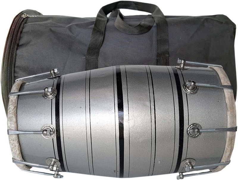 RAM musical Silver Dholak With Bag Nut & Bolts Dholak  (Silver)