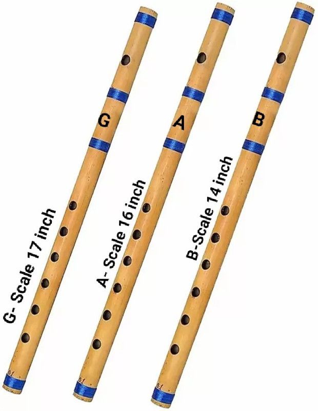 Gold Rush A+B+G Medium Scale SIX Hole Three Piece Combo Pack Bansuri Bamboo Flute  (45 cm)