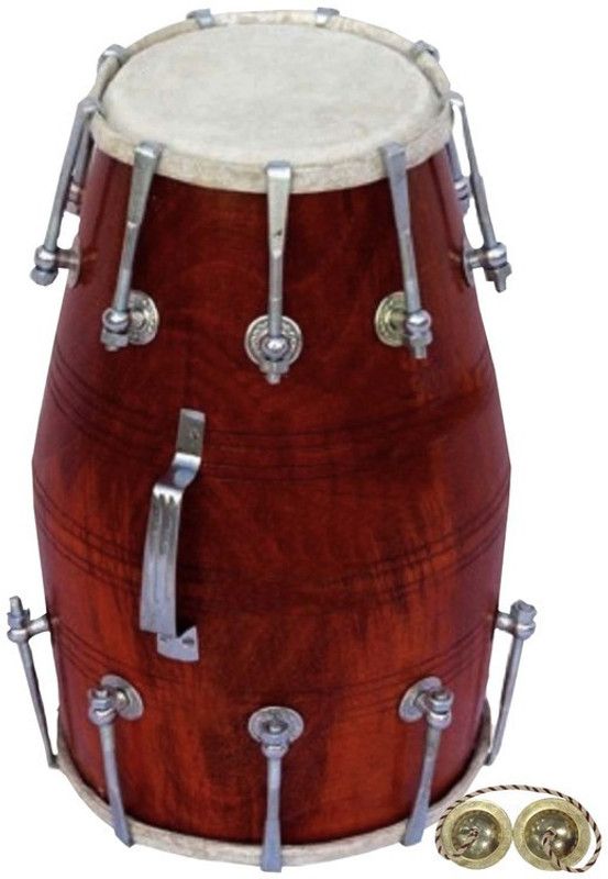 RAM musical Dholak Shiny Red polish Nut Bold Nut & Bolts Dholak  (Red)