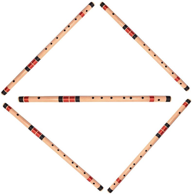 Shiv'z Muzic Flutes, SET of 5 PREMIUM Bansuri, Base- A, B,G, F &E (with Written Manual & Bag) Bamboo Flute  (63.5 cm)