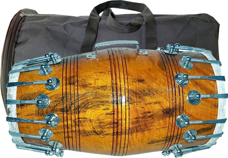 GT manufacturers Natural polish 36 nut bold Dholak Carry Bag Nut & Bolts Dholak  (Brown)