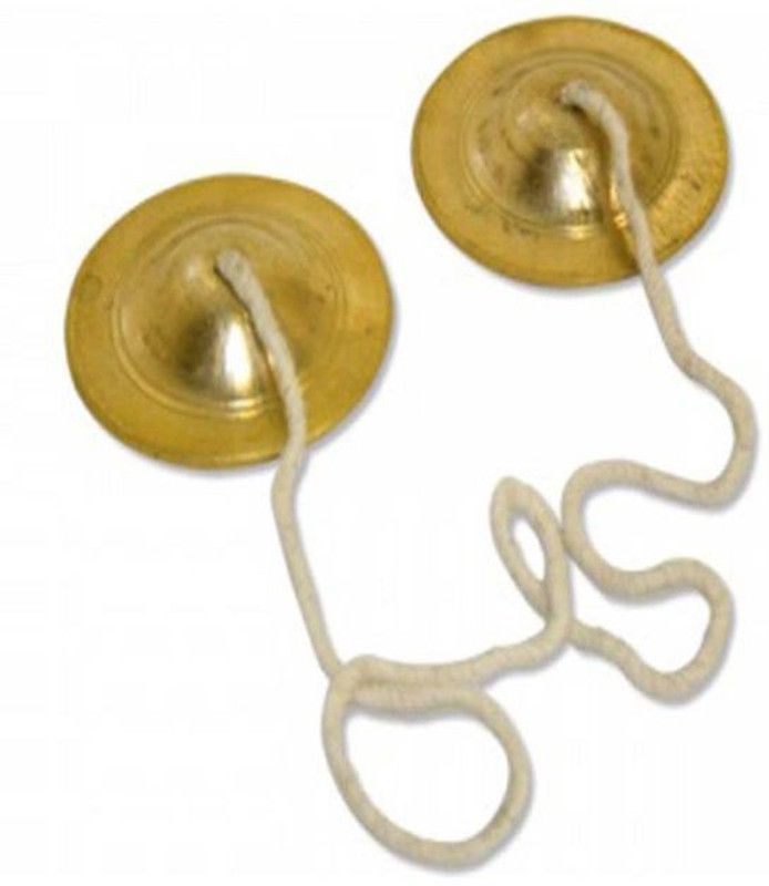 MAGA MART Golden Color Manjira 1 Set Iron Musical Instrument Clash Cymbal