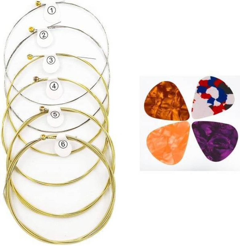 Music Mantra Acoustic GUITAR STRINGS WITH PICKS Guitar String  (6 Strings)