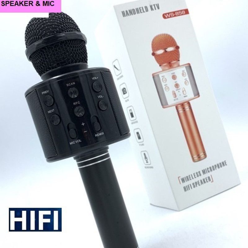 Jocoto S1570 MAX WS858_Bluetooth Karaoke Mic with in built speaker(pack of 1) Microphone