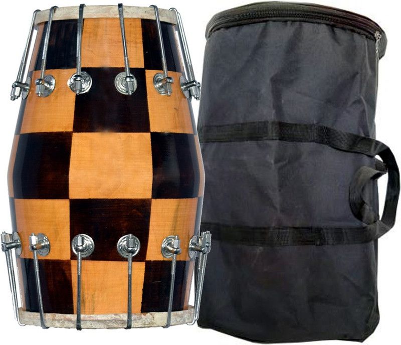 NSR NSR006 Professional Best Quality Dholak Check Design Nut & Bolts Dholak  (Multicolor)