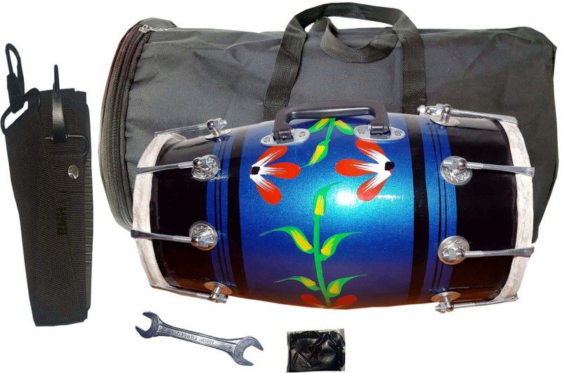 RAM musical Blue dholak flower with full tool kit Nut & Bolts Dholak  (Multicolor)