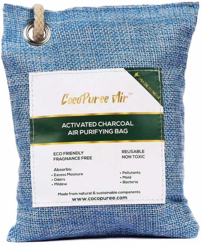 CocoPuree Air Carry Case Air Purifier, Activated Charcoal Dehumidifier & Odour Absorber For Wardrobe, Bathroom, Fridge, Shoe Rack, Gym Bag, Cars and Home (500 Grams, Baby Blue) Humidifier