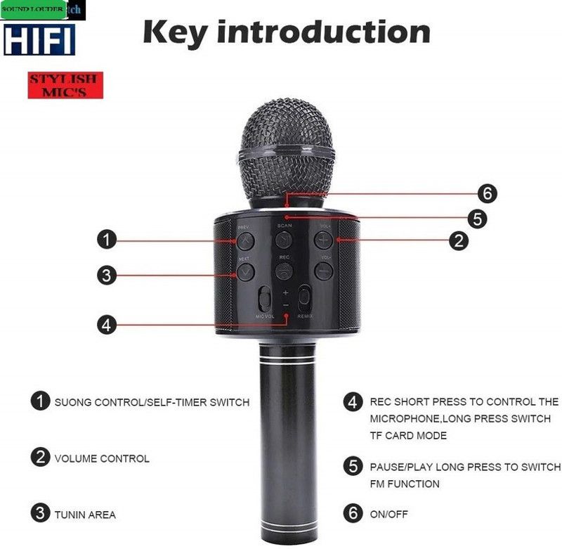 Bashaam S2907 PLUS WS858WIRLESS Handheld MIC& SPEAKER COLOR MAY VARY (PACK OF 1) Microphone