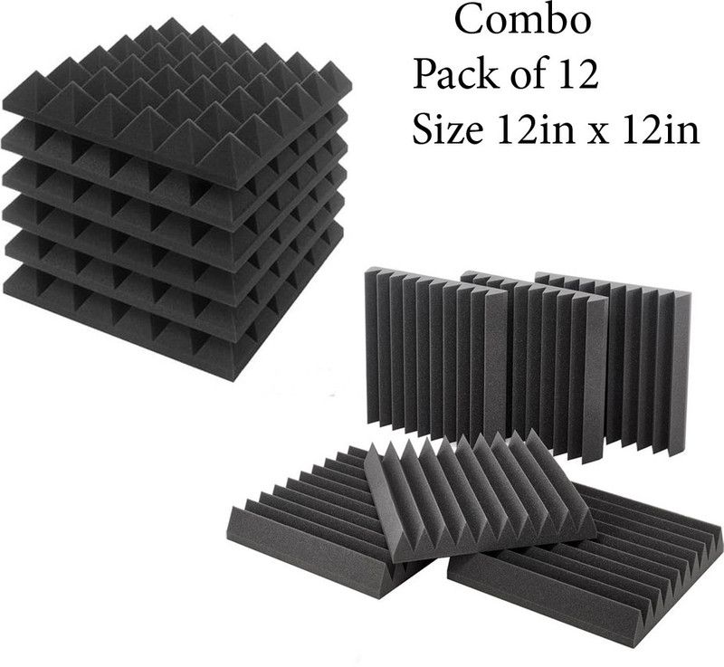 SOUNDPROOF ACOUSTIC SOLUTION Foam Pyramid Wall  (12 Panels Black)