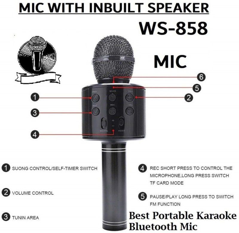 Bashaam AS324 plus Bluetooth Karaoke MicColor may vary (pack of 1) Microphone