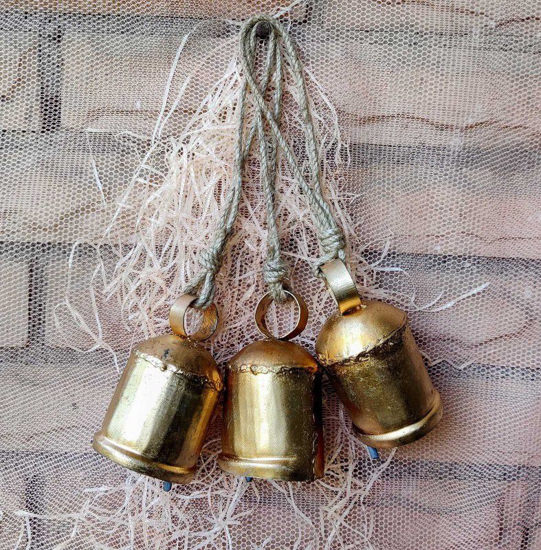 OnlineCraft iron bell gold 3 pc ( 3.5 inch ) Mountable Cowbell  (Iron)