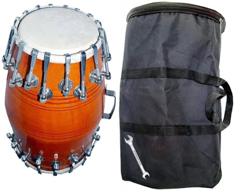 NSR Traders BEST QUALITY DHOLAK WITH BAG AND KEY 08 Nut & Bolts Dholak  (Orange)
