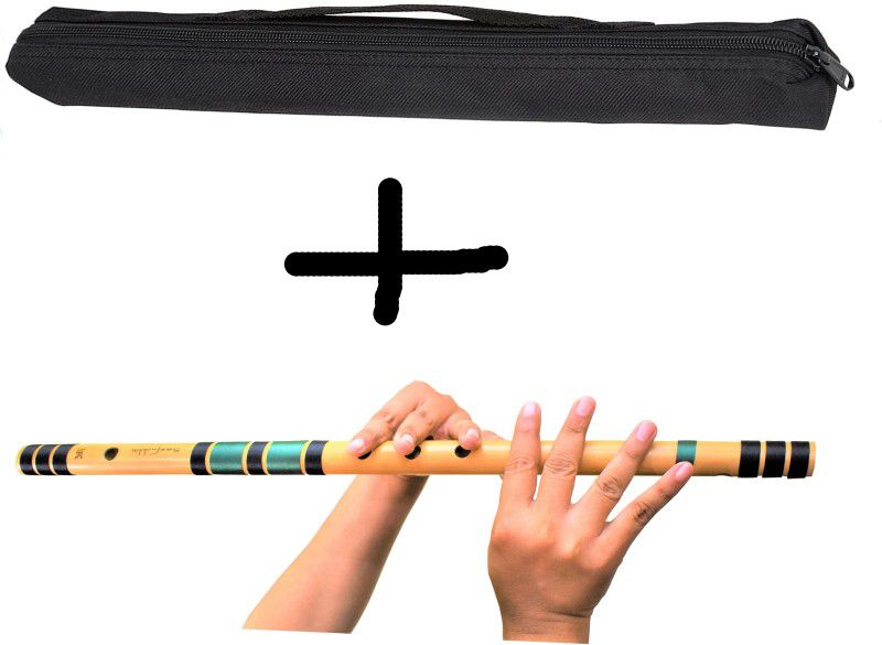 KHALSA MUSICAL C Natural 7 Hole Right Hand Bansuri Size 19 Inch With Free Carry Bag Bamboo Flute  (48 cm)