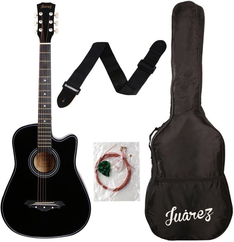 Juarez JRZ38C/BK Acoustic Guitar Linden Wood Ebony Right Hand Orientation  (Black)