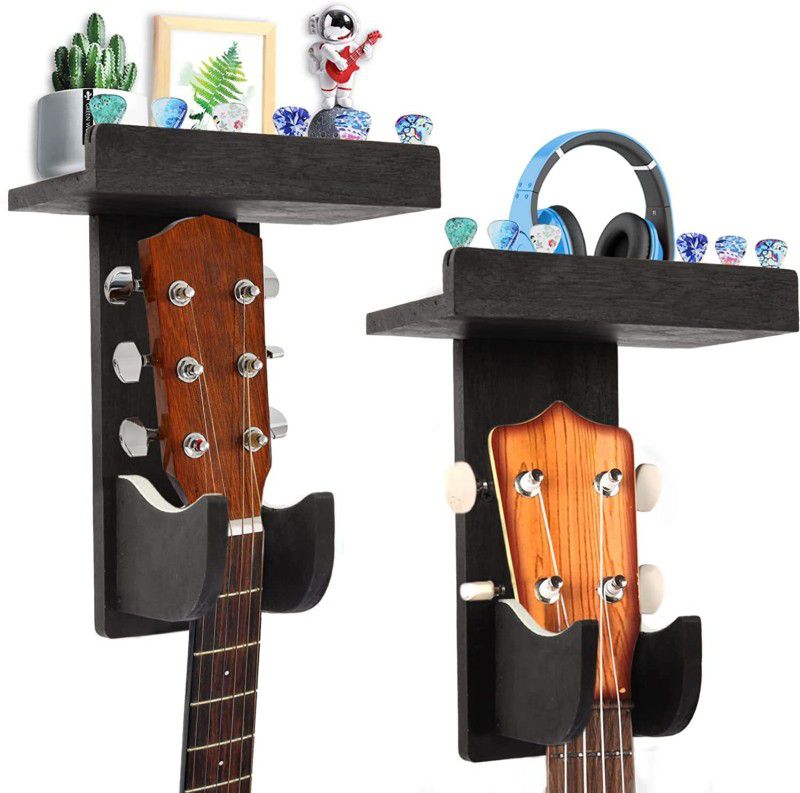 Artist International Guitar Wall Mount Hanger with Shelf and Pick Holder Guitar Wood Holder Wall Hanger Hanger  (Used for: Acoustic Guitar)