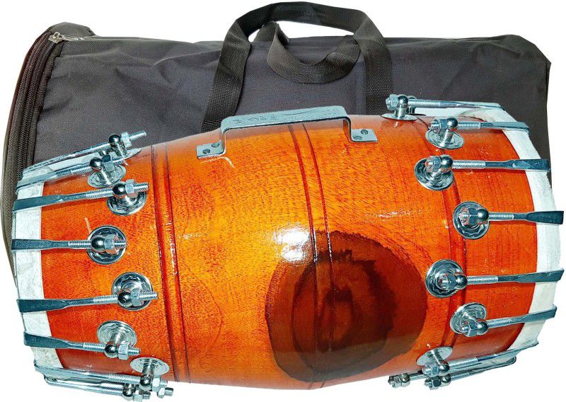 GT manufacturers Dholak 36 nut Bolg Orange shiny polish and Carry Bag Nut & Bolts Dholak  (Orange)