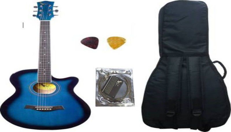 swan7 40C Maven Series Spruce Wood Blue Glossy Acoustic Guitar With Bag and Picks Acoustic Guitar Spruce Rosewood Right Hand Orientation with string Acoustic Guitar Spruce Rosewood Right Hand Orientation  (Blue)