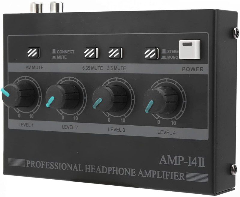 amiciSound 4 Channel Headphone Amplifier 6.35mm 3.5mm Stereo Mixer with Volume Control Guitar Amplifier