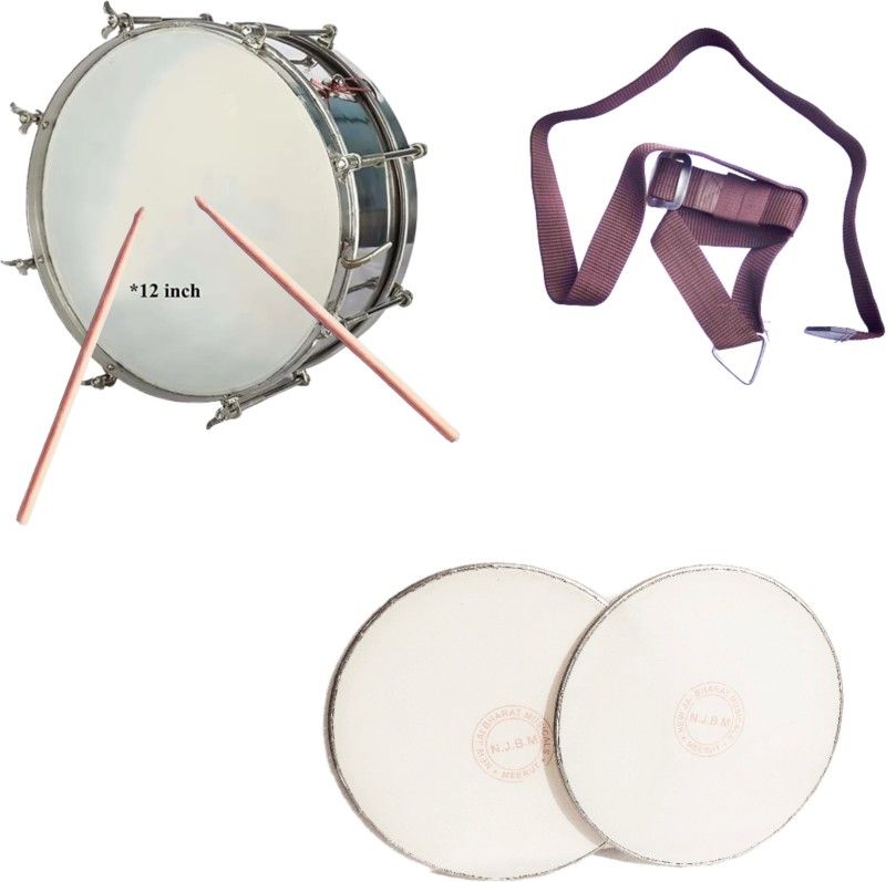 raghav associates side drum steel 12 inch with stick, belt and 2 fiber sheet free Acoustic 1 Drum Kit Set  (Professional)