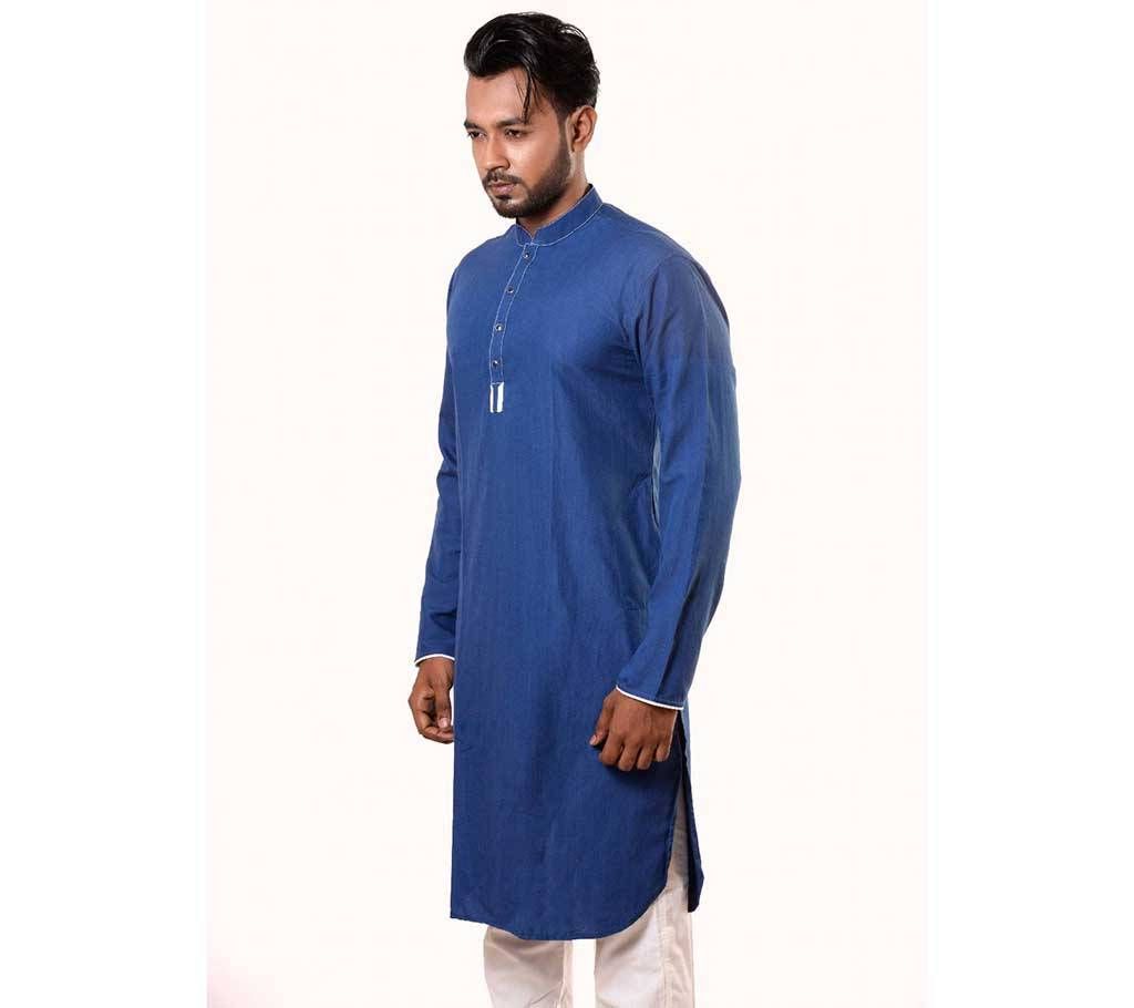 Blue Cotton Long Panjabi