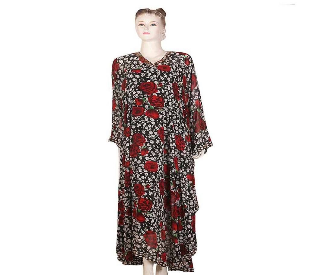 Print golden tone abaya