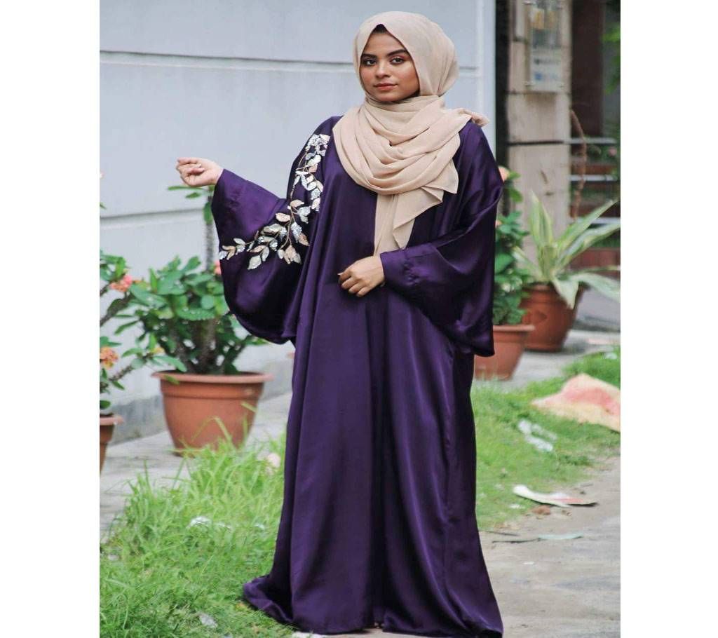 Purple Shamu Silk Borka For Women