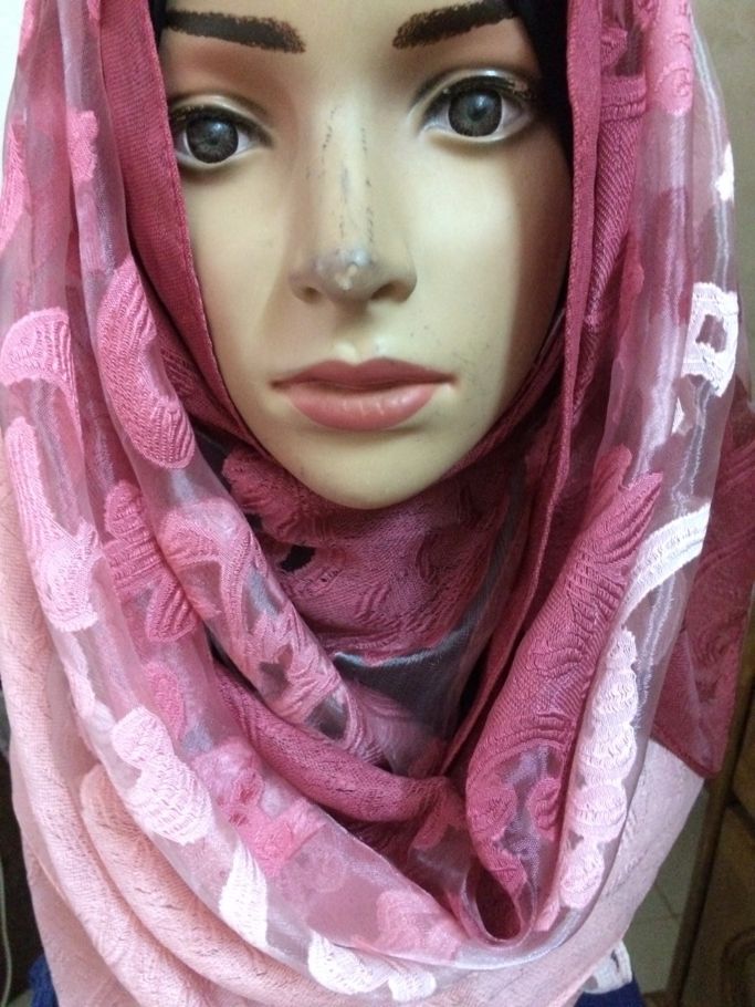 Jamdani design shaded soft tissue hijab