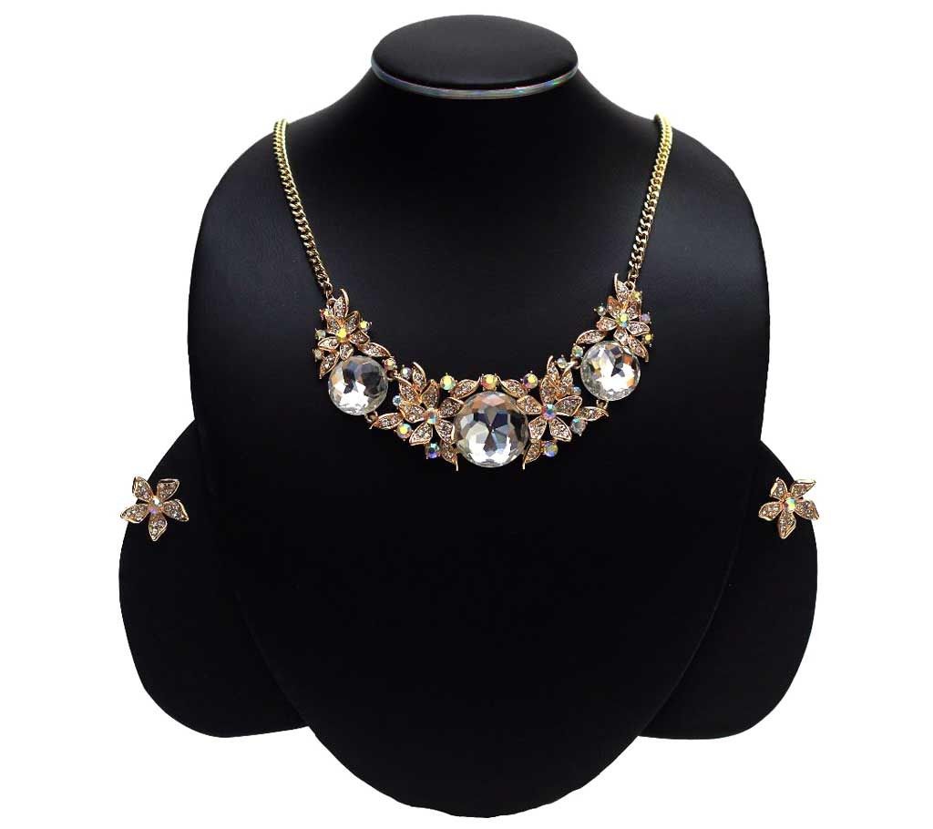 Gold Plated Flower Necklace Set  -  JS 203