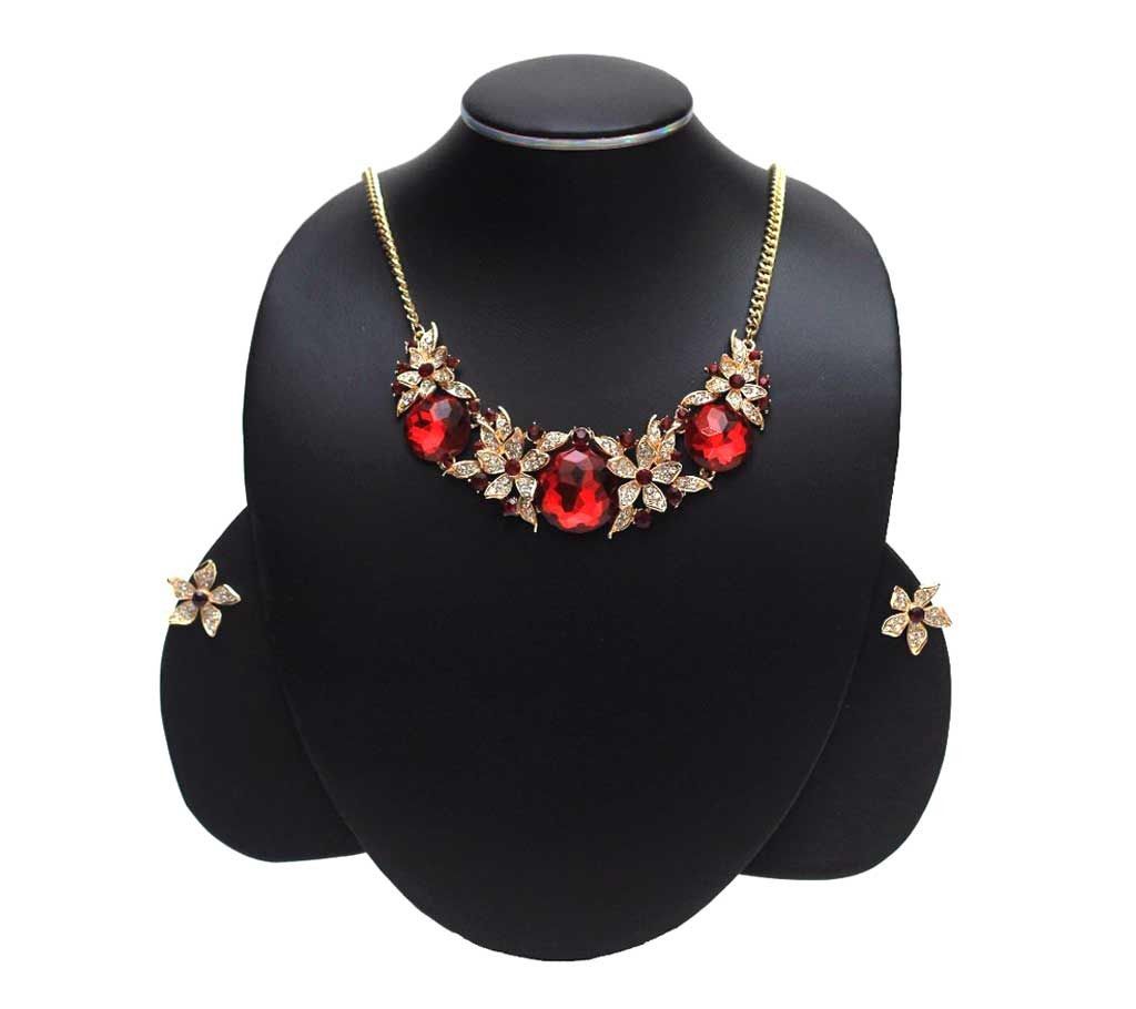 Gold Plated Flower Necklace Set - JS 204