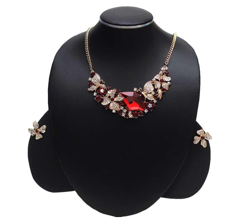 Gold Plated Flower Necklace Set - JS 205