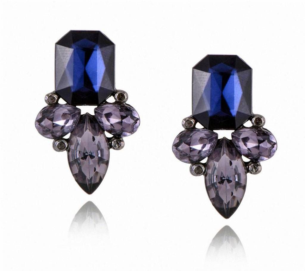 Stud Crystal Earrings For Women-Black