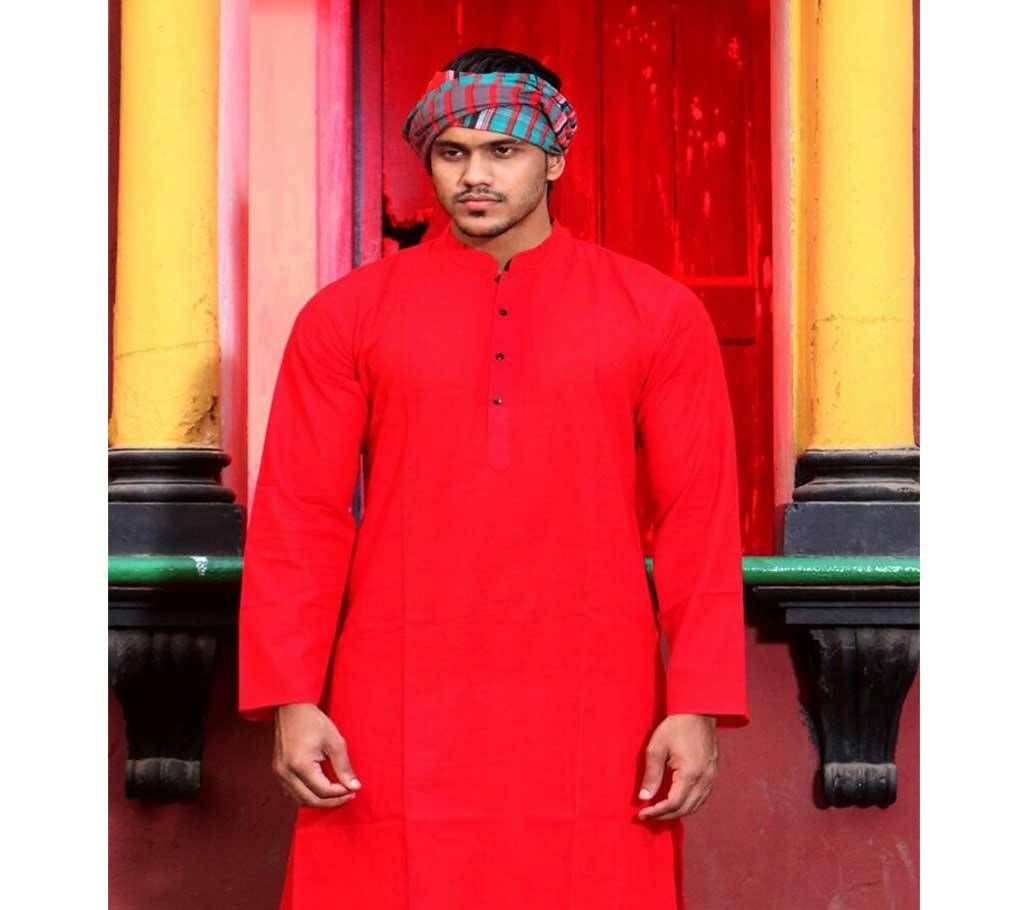 Red Boishakhi Panjabi with free gamcha
