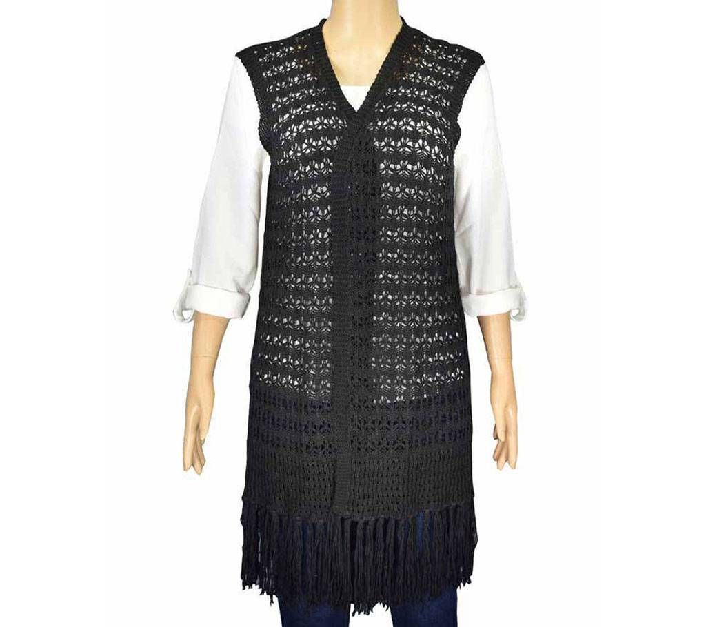 Ladies sleeveless cotton cardigan 