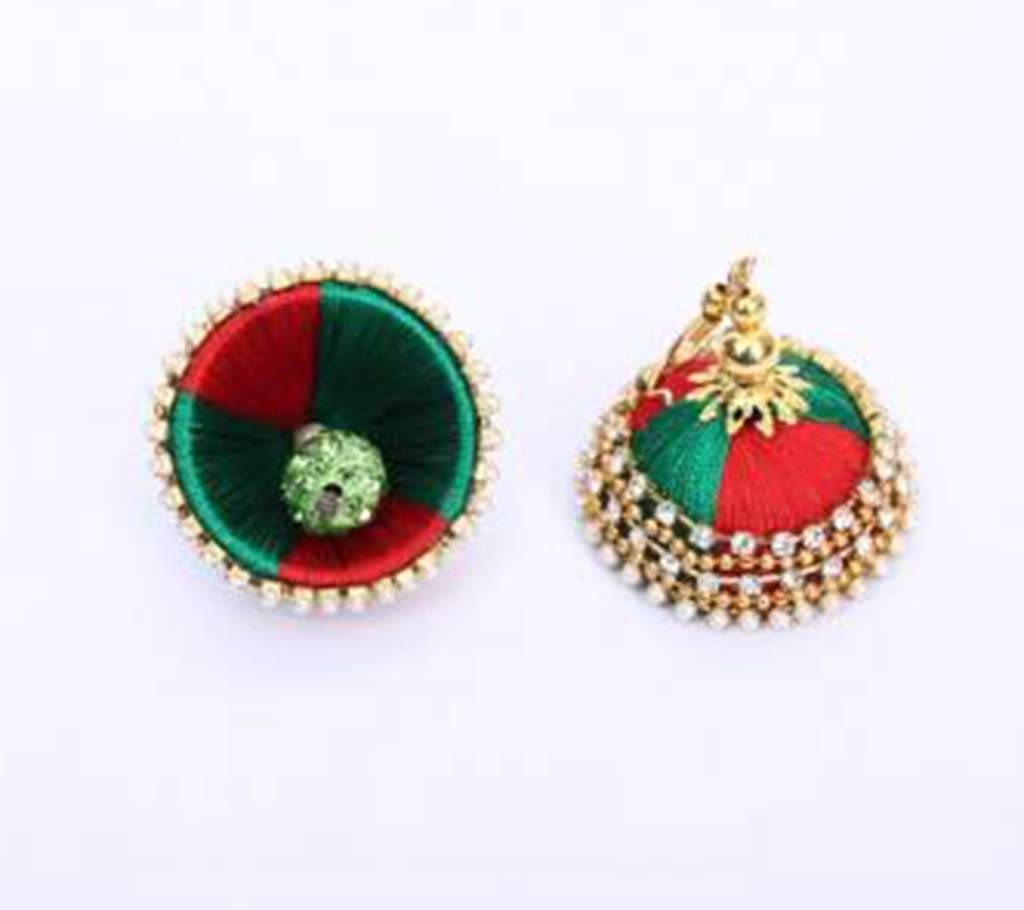 Multi Color Silk Thread Earrings