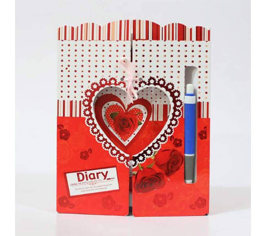 Heart Shaped Valentine Gift Diary-Red