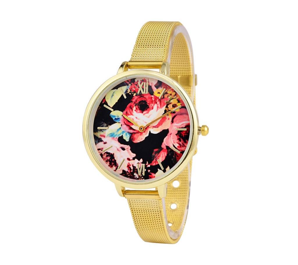 Gold Mesh Belt Multi Face Wrist Watch