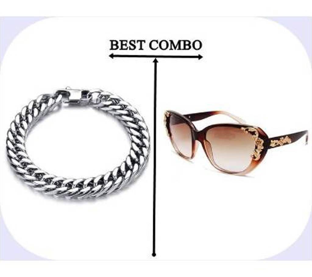 Combo of Stainless Steel Bracelet and sunglass