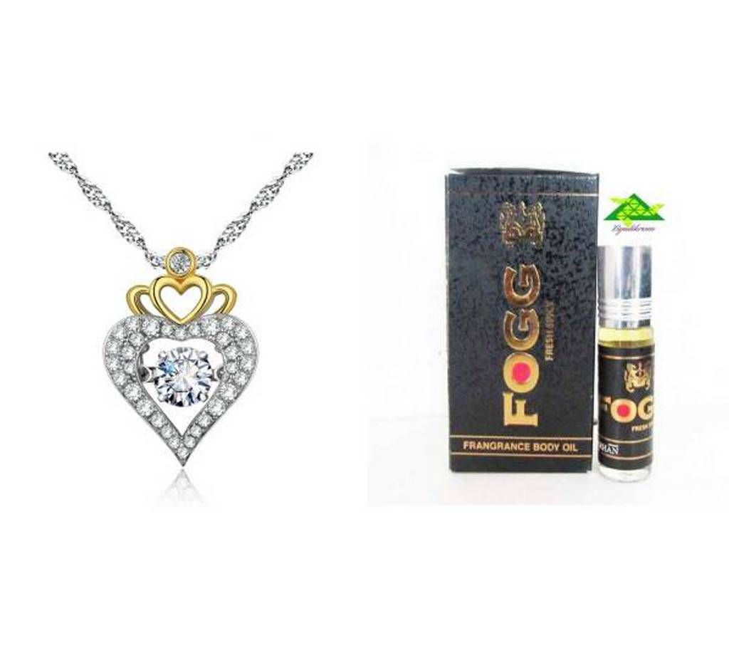 CROWN ZIRCON PENDANT + Fogg roll on perfume (6ml)