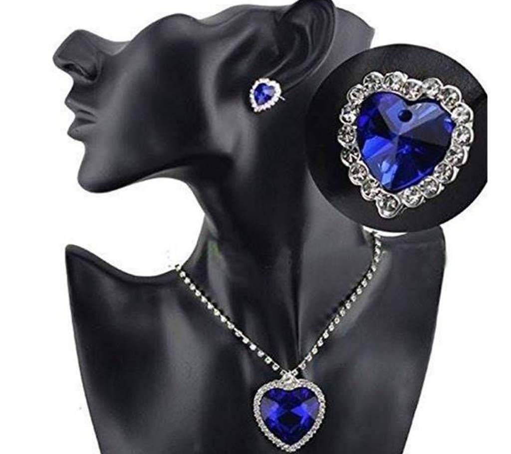 Titanic Blue Stone Silver Plated Jewelry Set