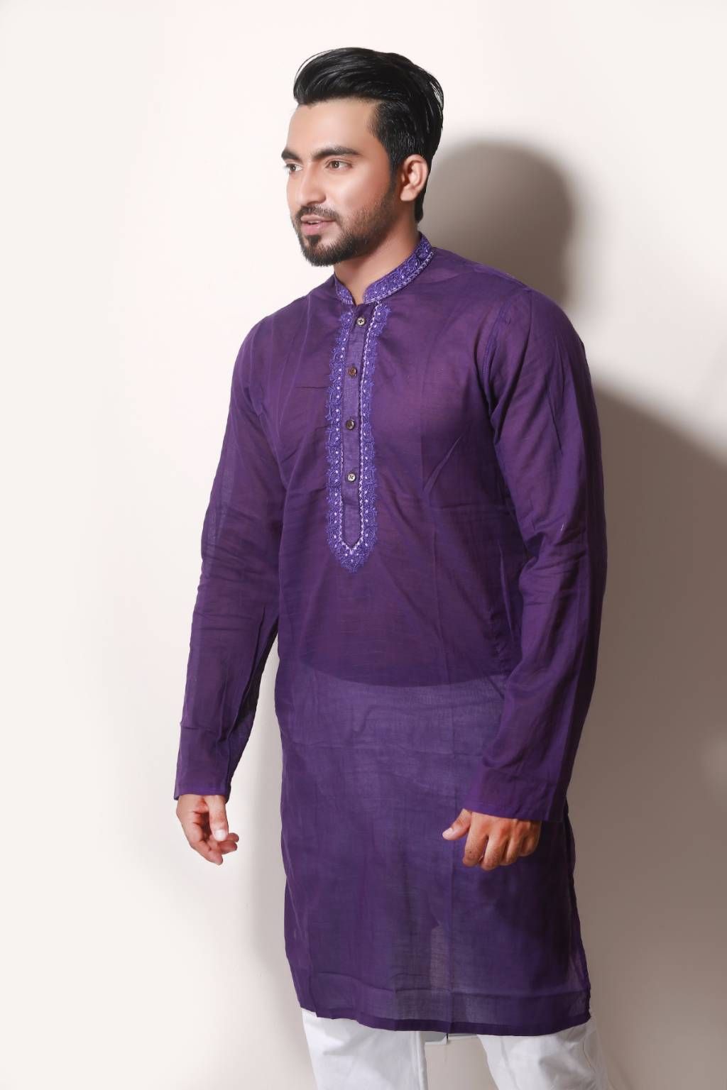 Semi-long Gents Cotton Panjabi 884