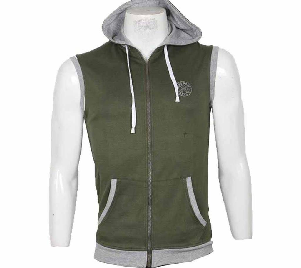 mens sleeve less hoody