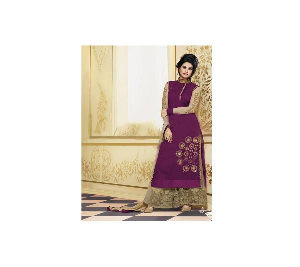 Unstitched Purple Embroidery Worked  Palazzo Salwar Kameez - Copy