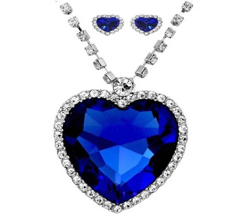 Titanic Ocean Blue Stone Silver Plated Jewelry Set