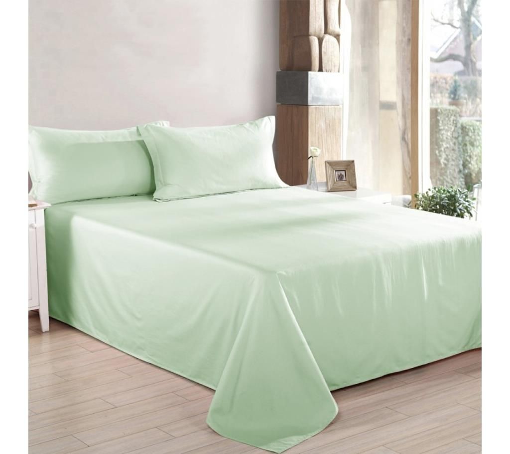 Spring Green Satin Cotton Double Size Bedsheet