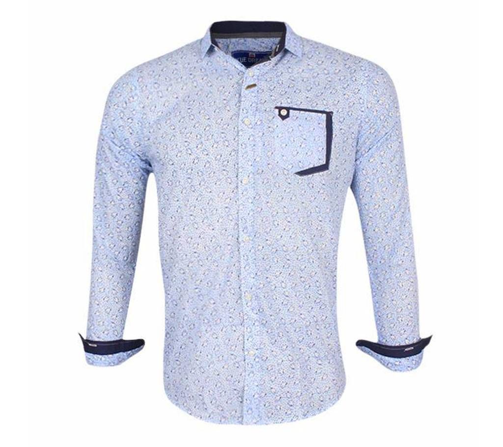 SKY BLUE COTTON CASUAL FULL-Sleeve SHIRT for Men