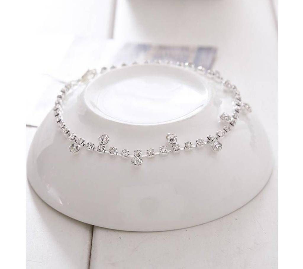 Silver Crystal Anklet