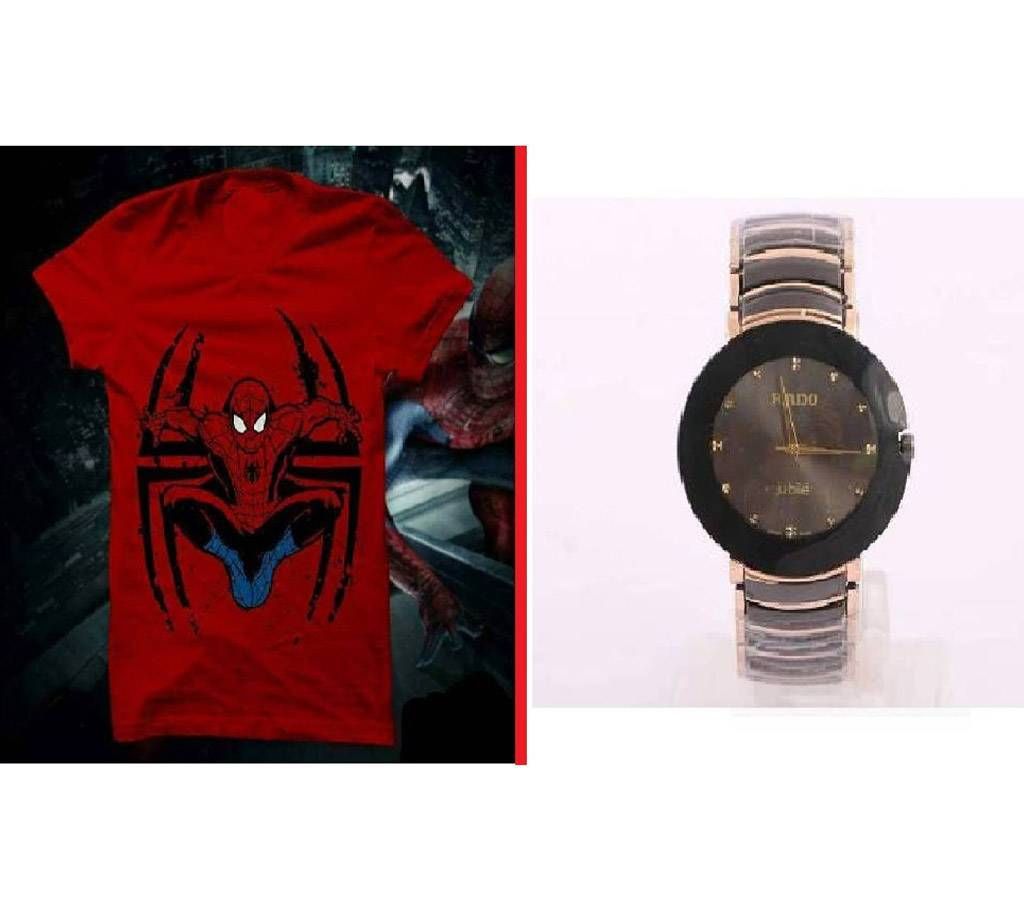 Spiderman Menz T-Shirt + Rado Gents watch combo (Copy)